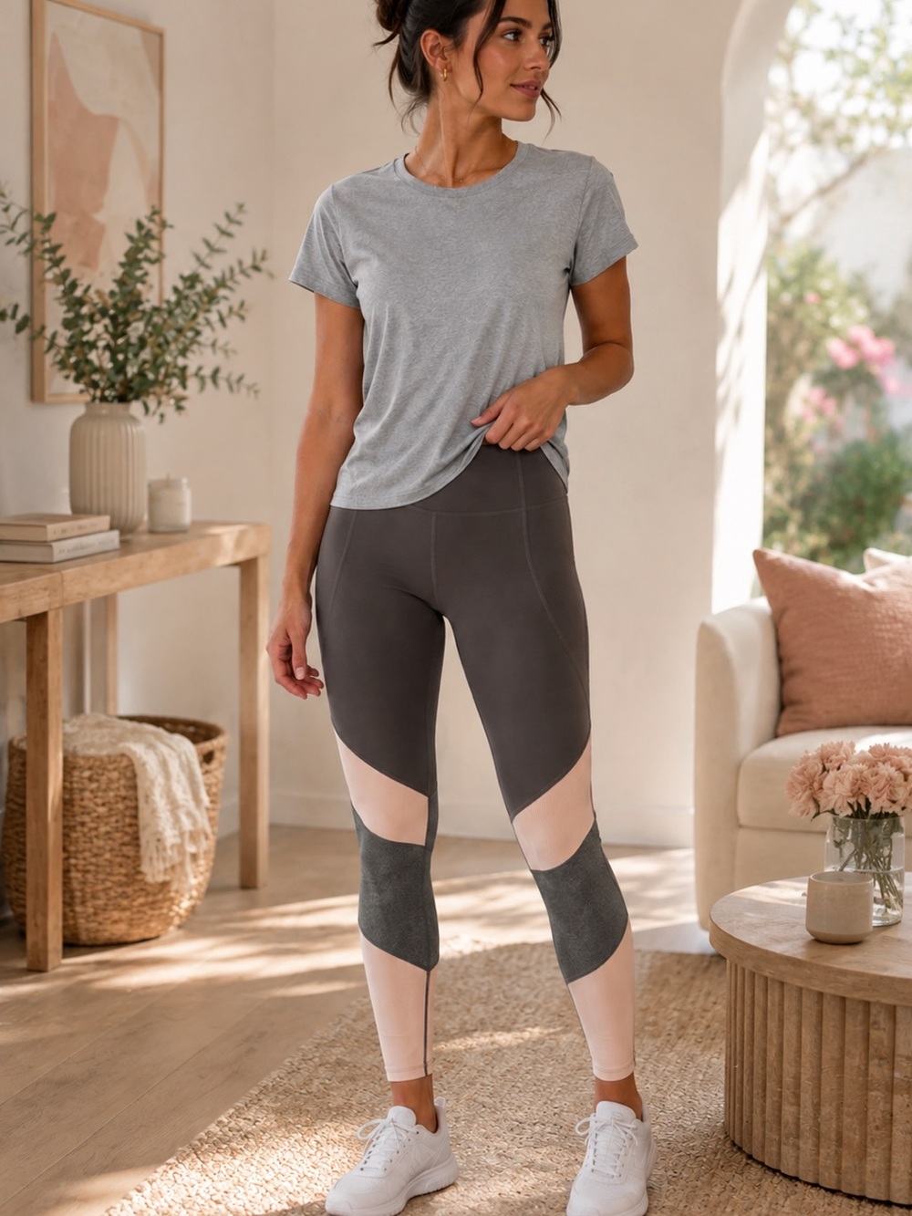 Athleta Womens Charcoal Pink Leggings